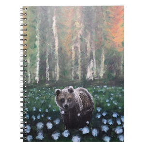 Autumn Morning in a Forest Bear Flowers and Blower Notebook