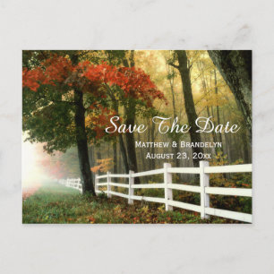 Autumn Morning Save The Date Wedding Post Card