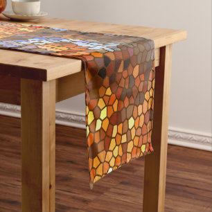 Autumn  Mosaic Abstract Short Table Runner