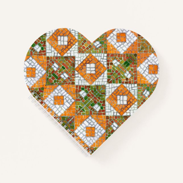 AUTUMN MOSAIC Heart Spiral Notebook (Front)