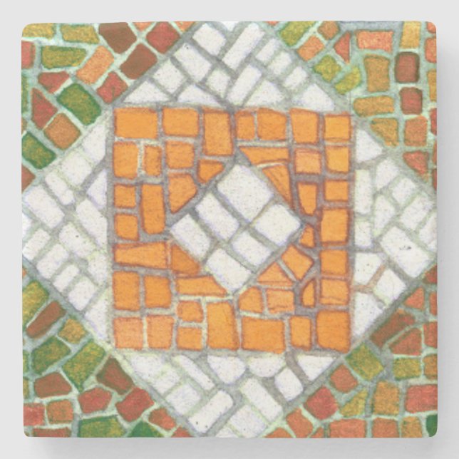 AUTUMN MOSAIC Marble Stone Coaster (Front)