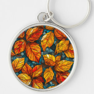 Autumn mosaic pattern key ring