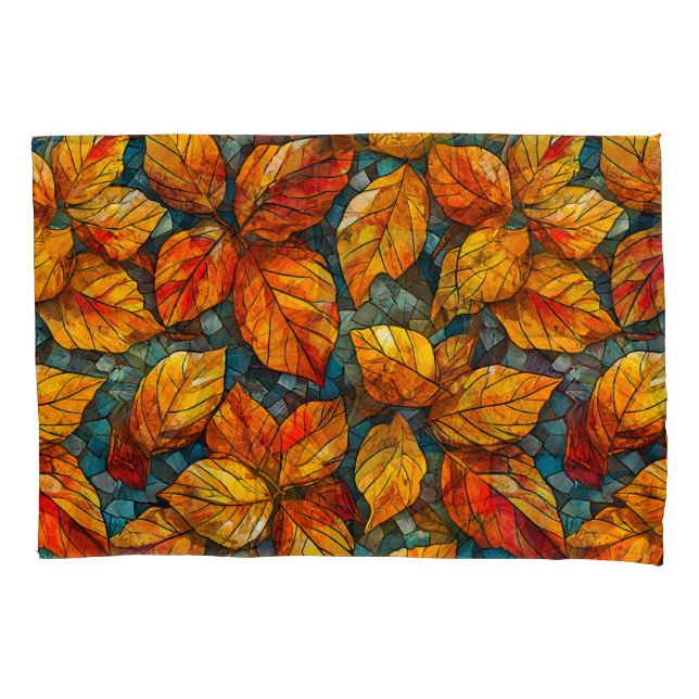 Autumn mosaic pattern pillowcase (Front-Left)