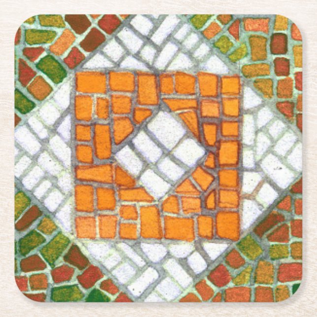 AUTUMN MOSAIC Square Paper Coasters (Front)