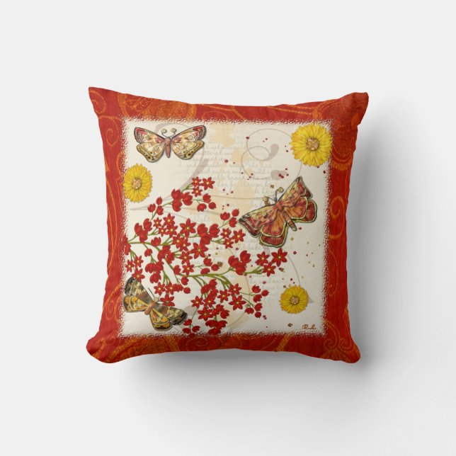 Autumn Moth Musings 3D Jewelled Cushion (Front)