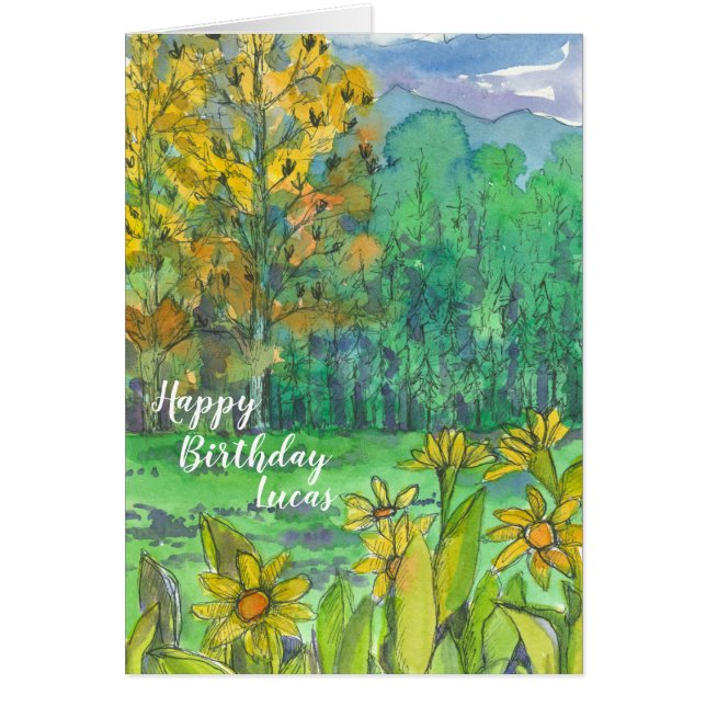 Autumn Mountain Meadow Happy Birthday (Front)