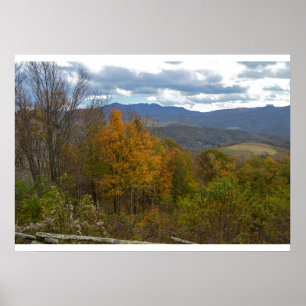 Autumn Mountain Overlook With Clouds Poster