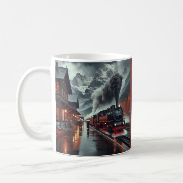 Autumn Mountain Train Journey Coffee Mug (Left)