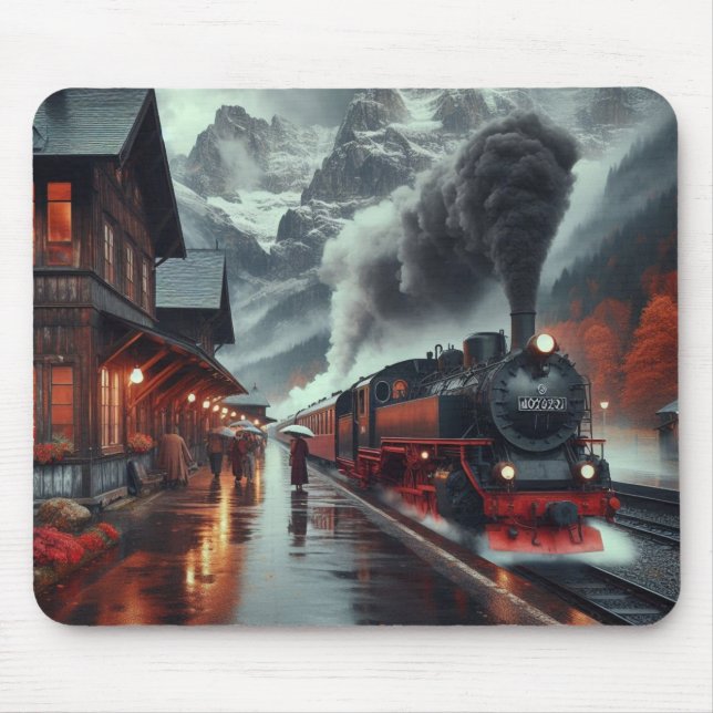 Autumn Mountain Train Journey Mouse Mat (Front)