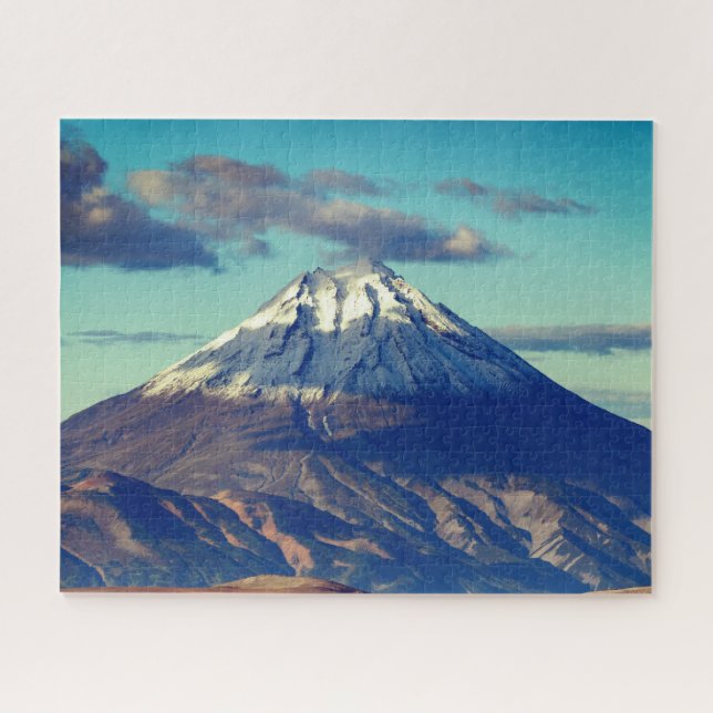 Autumn mountain view: snow-capped cone of volcano jigsaw puzzle (Horizontal)