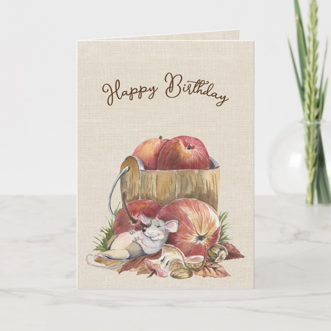 Autumn Mouse Birthday Humour Card (Front)