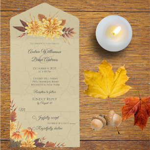 Autumn Mums with Foliage All In One Invitation