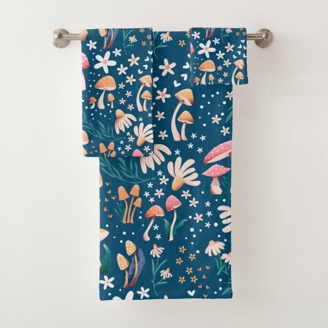 Autumn Mushroom Bath Towel Set (Insitu)