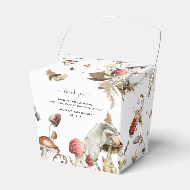 Autumn Mushroom | Woodland Forest Baby Shower Favour Box (Front Side)