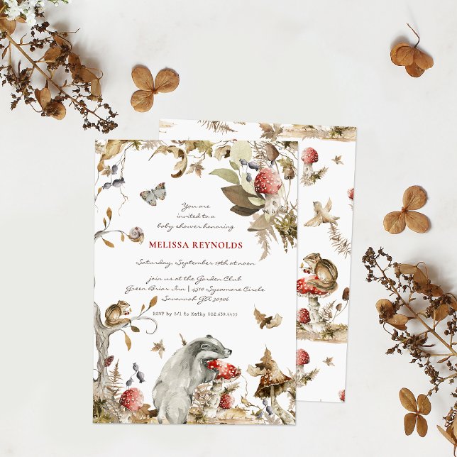 Autumn Mushroom | Woodland Forest Baby Shower Invitation (Creator Uploaded)
