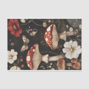 Autumn Mushrooms and Flowers Fall Decoupage Tissue Paper