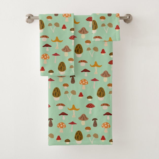 Autumn Mushrooms Bath Towel Set (Insitu)