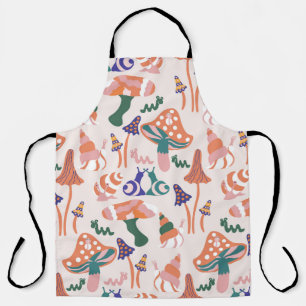 Autumn mushrooms, colourful seamless design. apron