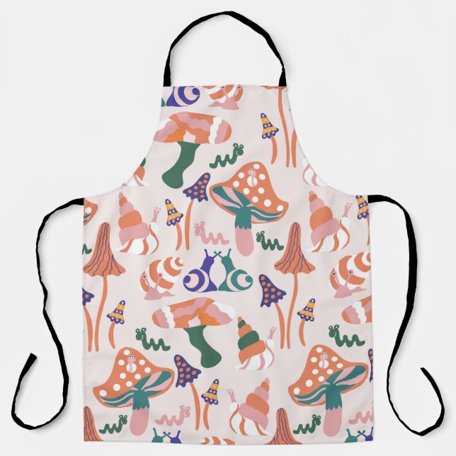 Autumn mushrooms, colourful seamless design. apron (Front)