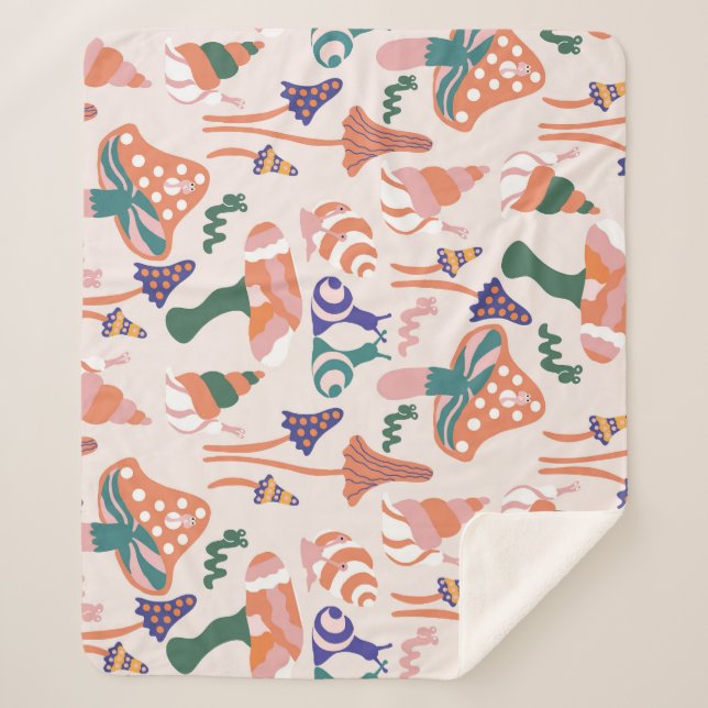 Autumn mushrooms, colourful seamless design. sherpa blanket (Front)