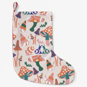 Autumn mushrooms, colourful seamless design. small christmas stocking