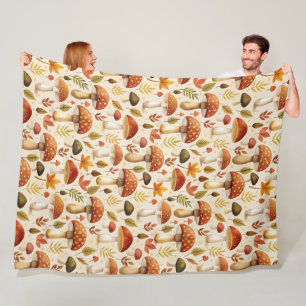 Autumn Mushrooms Fleece Blanket