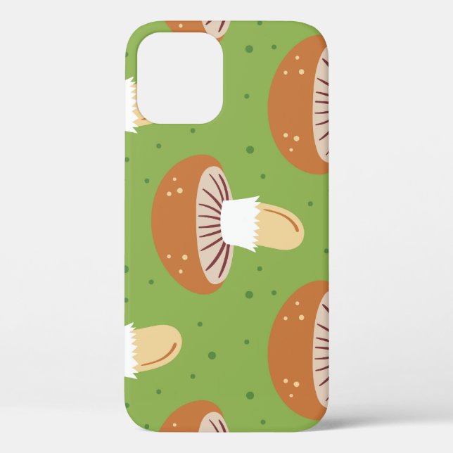 Autumn mushrooms: green seamless pattern. Case-Mate iPhone case (Back)