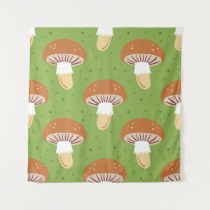 Autumn mushrooms: green seamless pattern. tapestry