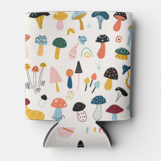 Autumn Mushrooms Hand Drawn Collection Can Cooler