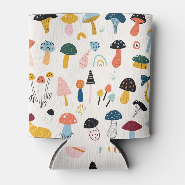 Autumn Mushrooms Hand Drawn Collection Can Cooler (Front)