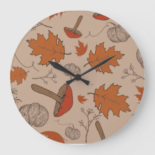 Autumn Mushrooms Large Clock