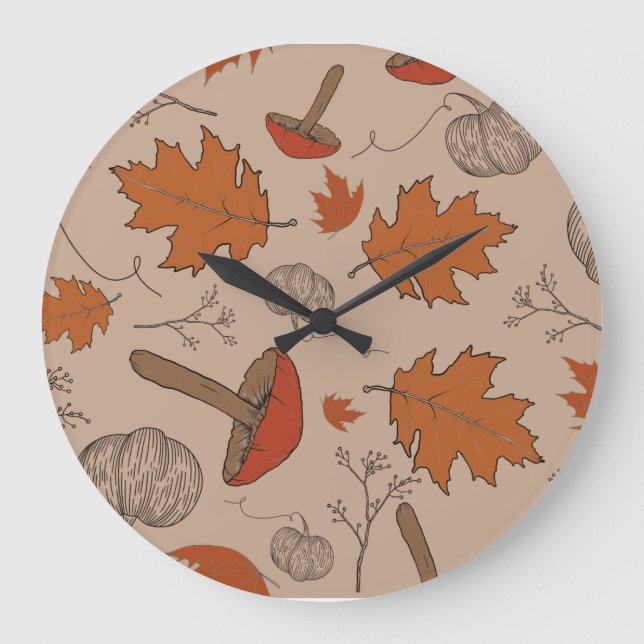 Autumn Mushrooms   Large Clock (Front)