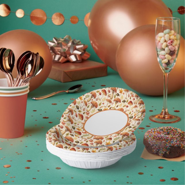 Autumn Mushrooms Paper Plate (Multi)