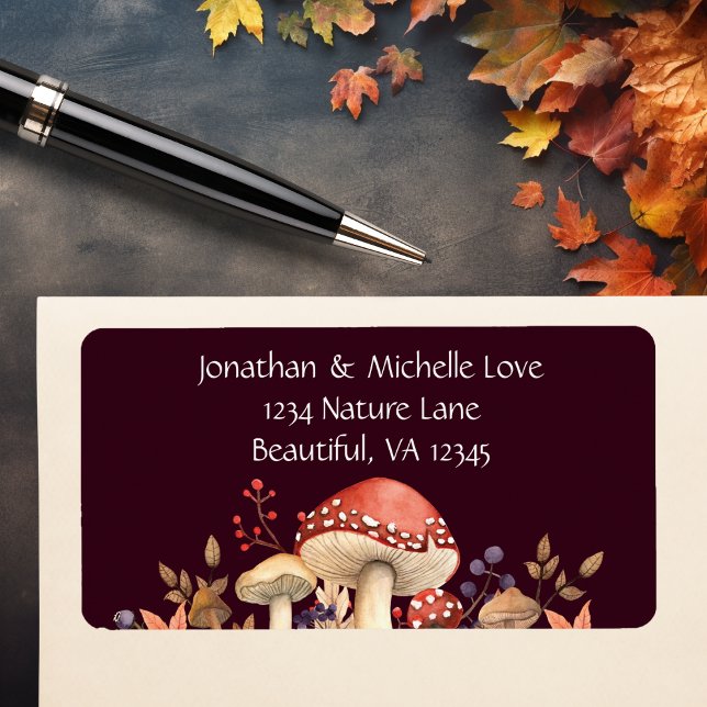 Autumn Mushrooms, Plants and Leaves Fall Address Label (Autumn Mushrooms, Plants and Leaves Fall Address Label)