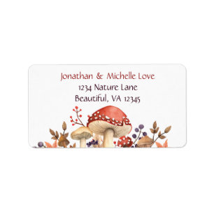 Autumn Mushrooms, Plants and Leaves Fall Address Label
