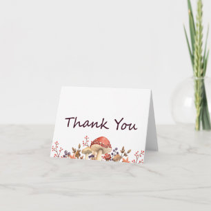 Autumn Mushrooms, Plants and Leaves Fall Thank You Card