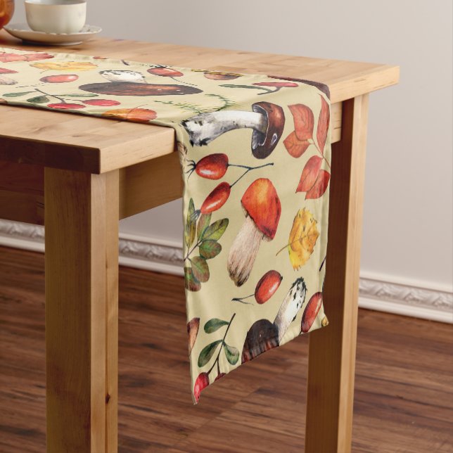Autumn mushrooms  short table runner (In Situ)