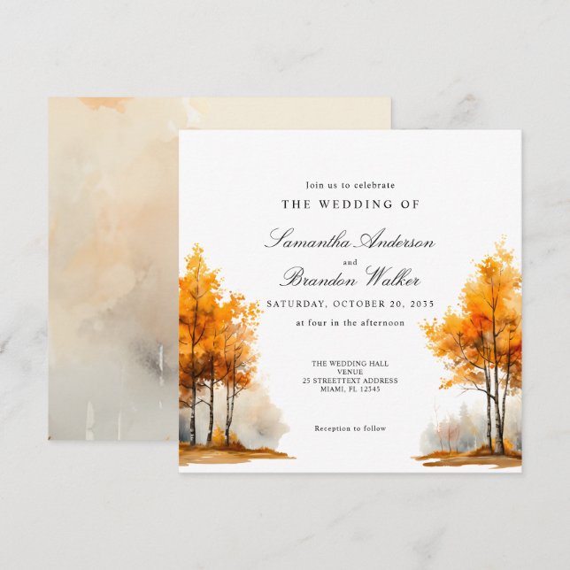 Autumn Nature Fall Landscape wedding Invitation (Front/Back)