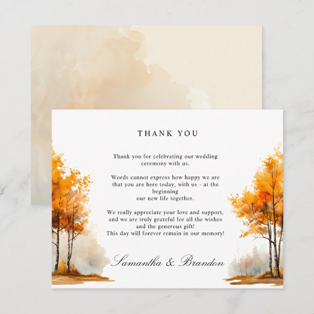 Autumn Nature Fall Landscape wedding Thank You Card (Front/Back)