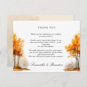 Autumn Nature Fall Landscape wedding Thank You Card