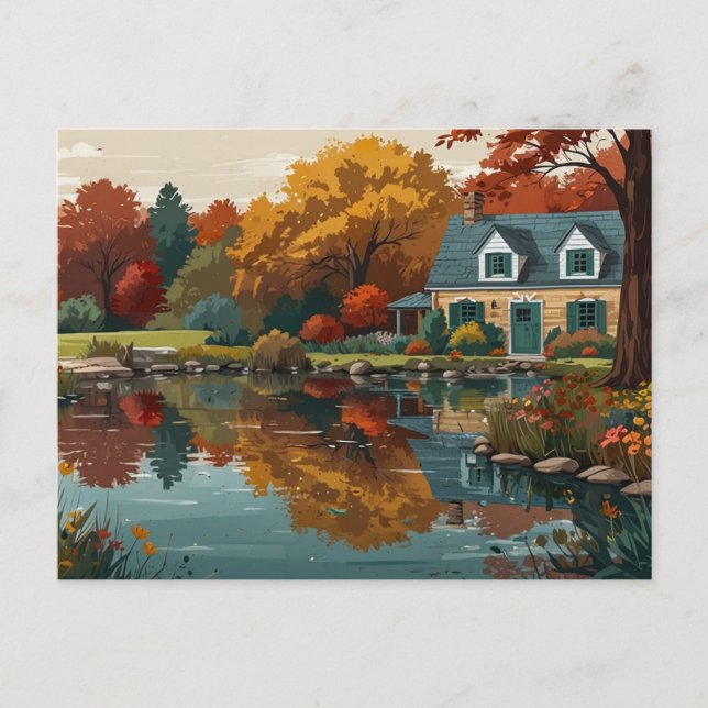 Autumn Nature House Postcard  (Front)