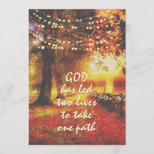 Autumn Nature Path Fall Trees Christian Wedding Invitation