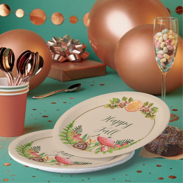 Autumn nature with customisable text paper plate (Multi)