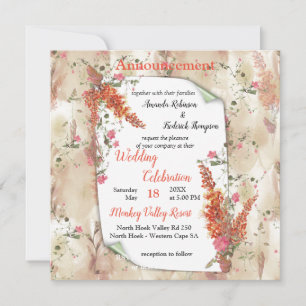 Autumn Neutral-toned Elegant Botanical theme Announcement