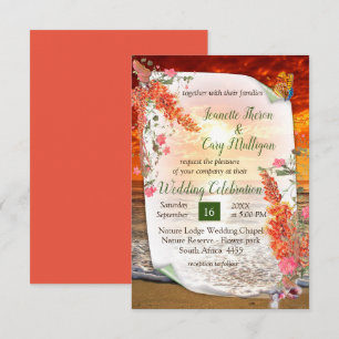 Autumn Neutral-toned Elegant Botanical theme  RSVP Card