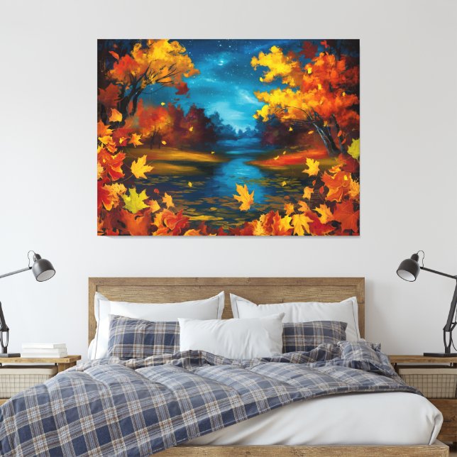 Autumn Night Landscape Oil Painting  Canvas Print (Insitu(Bedroom))