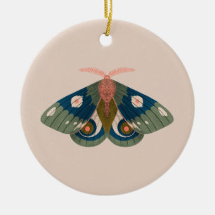 Autumn Nights Green Blue Moth Ceramic Tree Decoration