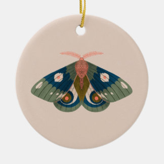 Autumn Nights Green Blue Moth Ceramic Tree Decoration