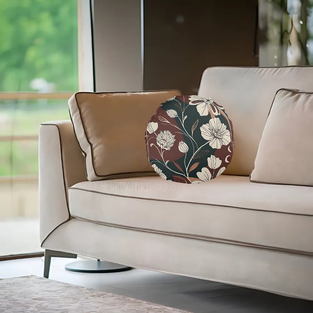 Autumn Noir Bloom Round Cushion (Creator Uploaded)