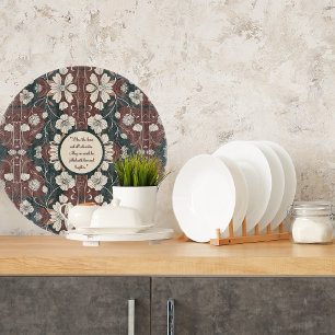 Autumn Noir Blossoms Customisable Round  Cutting Board